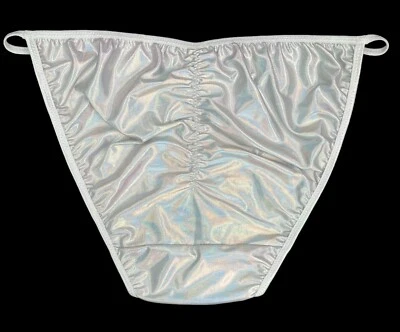 Ruched Second Skin String Bikini Scrunch Butt Holographic M - Image 1 of 2