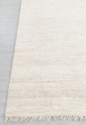 Ivory Cream Premium Soumek Jute Wool Hand Woven High Quality Customize Rug - Image 1 of 4