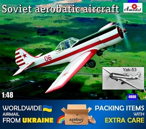 Jakovlev Jak-53 Kunstflugzeug Maßstab 1/48 Kunststoff Modellbausatz Amodel 4808 - Bild 1 von 12