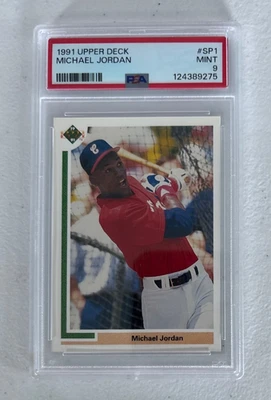 Béisbol 1991 cubierta superior #SP1 Michael Jordan PSA 9 como nuevo Foto 1 de 2