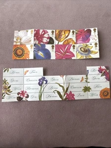 X8 FIRST 1ST CLASS STAMPS GREETINGS GB 1997 FLOWERS PLUS 18 LABELS MNH GENUINE - Picture 1 of 7