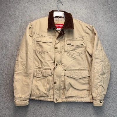 Chaqueta Wrangler Para Hombres Mediana Caqui Frente a Presión Sherpa Forrada Exterior Ropa de Trabajo Foto 1 de 4