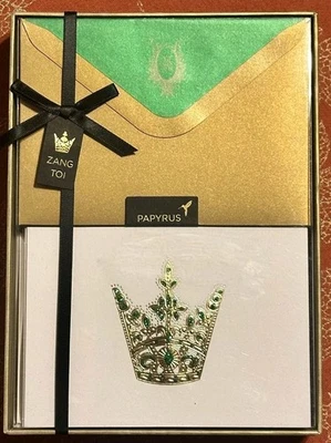 Papyrus NOTE CARD SET (20) All-Occasion QUEEN CROWN EMBELLISHED - NEW IN BOX! - Image 1 of 4