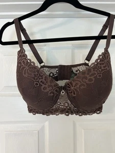XOXO Womens Lace Push Up Bra Chocolate Brown Padded Underwire Nylon Blend 38DD - Picture 1 of 5