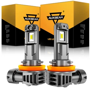 AUXBEAM Canbus H11 H8 H9 LED Headlight Kit High Low Beam Bulb 6500K 20000LM 1:1 - Foto 1 di 12