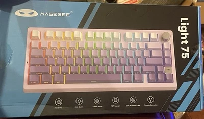 Teclado mecánico inalámbrico 75 % intercambiable en caliente MageGee Light 75 con perilla modo triple Foto 1 de 4