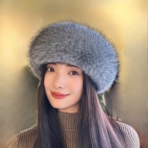 Diadema de piel de zorro sintética para mujer calentador de orejas orejeras esquí nieve sombreros rusos  - Imagen 1 de 26