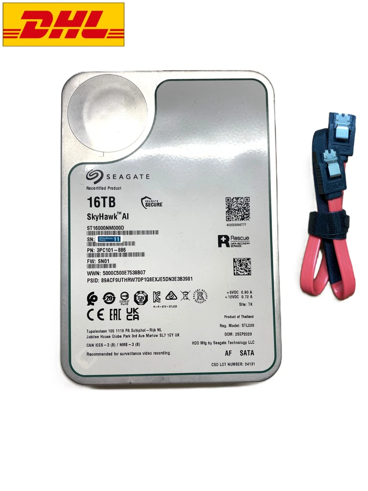 Seagate SkyHawk AI |16TB Festplatte ST16000NM000D| 3,5"|256MB Cache|7200 RPM - Bild 1 von 4