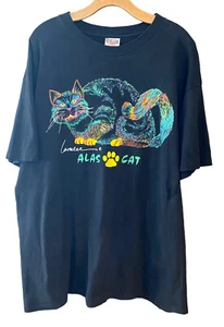 O’Neil XL Black LaraLee Fluorescent Alas Kitty Vintage SingleStitch Rare T-Shirt - Picture 1 of 8