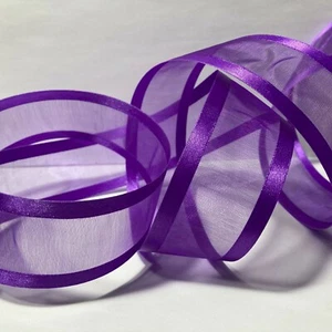 Purple Sheer Organza Ribbon with Border 1.5" x 30' Nicole & Co.1 Roll - Picture 1 of 12
