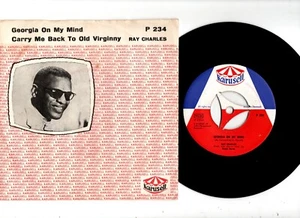 RAY CHARLES - GEORGIA ON MY MIND. MEGA RARE DANISH 1960 ORIG 7" & PIC/SLEEVE.EX+ - Bild 1 von 7