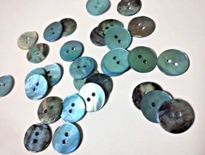 x6 Aqua Blue Shell 2 hole Buttons 1.2cm - Picture 1 of 1