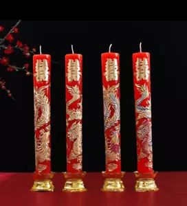 Oriental Wedding Dragon And Phoenix Wax Candles/Wedding Tea Ceremony/A Set Of 2 - Picture 1 of 11
