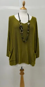Lagenlook weites Feinstrick Kastentop, Lagenlook OSFA, leichter Strick 12/20 limette - Bild 1 von 1