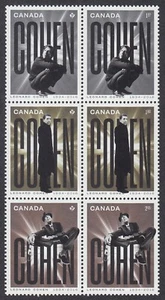 LEONARD COHEN = Singer/SongWriter = Block 6 MiniSheet Canada 2019 #3195a-f MNH - Imagen 1 de 1