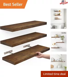 Versatile Floating Shelves - Bathroom, Bedroom, Kitchen - 22lbs Capacity - Set 3 - Picture 1 of 9