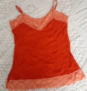Vintage Xhilaration Y2K Womens sz. XL Camisole Tank Top Orange Crinkle Lace Trim - Picture 1 of 7
