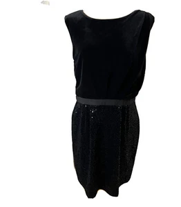 Vestido de cóctel talla mediana mango, MNG, negro, lentejuelas, terciopelo, mini LBD - Imagen 1 de 13