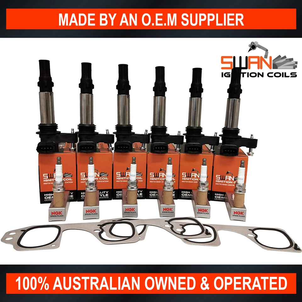 Ignition Coil Spark Plug & Gasket Set for Holden Commodore Calais Crewman VZ - image 1 of 4