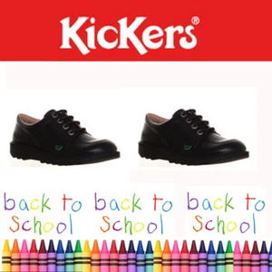Original Kickers Kick Hi Lo Juventud Regreso Al Escuela Cuero Shoes Talla UK 3 - - Imagen 1 de 15