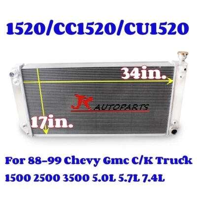 34x17" 3 Row Radiator For 1995-2000 Chevrolet Tahoe 1999-2000 Escalade 5.0L 5.7L - Image 1 of 4