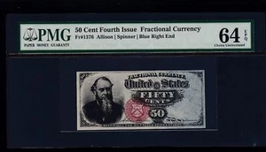 US 50c Fractional Currency Note Stanton 4th Issue FR 1376 PMG 64 EPQ Ch CU (03) - Picture 1 of 2