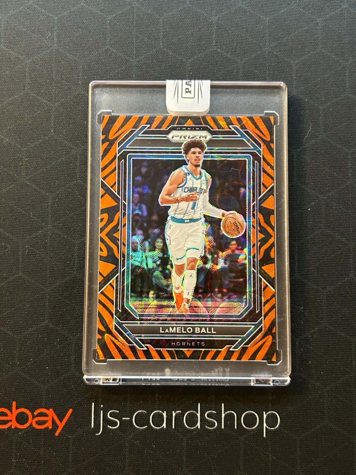 2022-23 Panini Prizm LaMelo Ball #150 Choice Tiger Stripe Prizm Encased SM