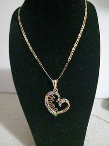Madre Corazon Medalla con Cadena Oro Chapado Laminado Dije Mama Piedras NUEVO - Picture 1 of 6