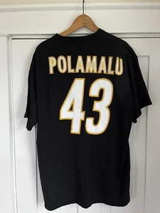 VTG Troy Polamalu #43 Pittsburgh Steelers NFL Players T-Shirt Black Adult XL - Picture 1 of 3