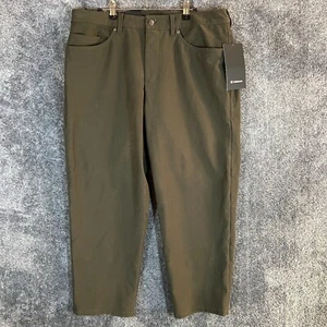 Lululemon ABC Crop Pants Relaxed Mens 36x26 Dark Green 5 Pocket Casual City New - Picture 1 of 10