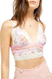 Free People FP Intimately Embroidered Bralette Pink Blossom Combo XS (0-2)