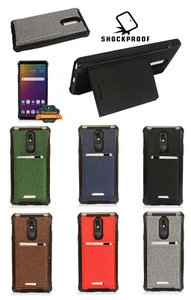 Für Motorola Moto G7 Play Kreditkartenfach Brieftasche Etui Hybrid robuste Hülle Ständer - Bild 1 von 35