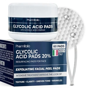 Glycolic Acid Pads 20%, Exfoliating Peel for Dark Spots, Wrinkles & Acne, 60 ct - Picture 1 of 7