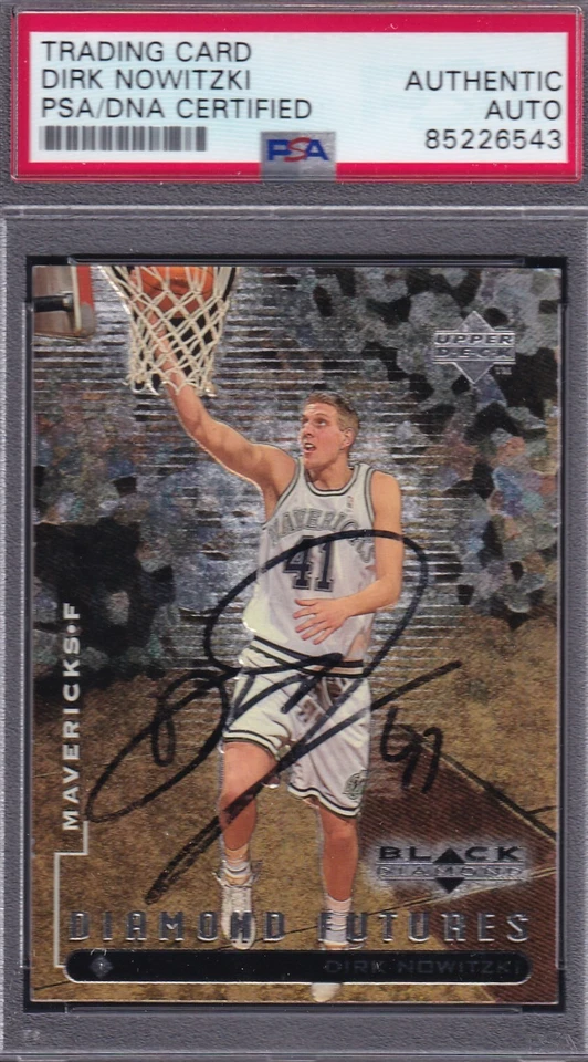 Dirk Nowitzki SIGNED ROOKIE CARD 1998 UD Black Diamond RC PSA DNA CARD AUTOGRAPH - Image 1 of 1