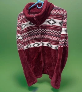 Trail Crest Women’s L Aztec Ultra Soft Women’s Plush Fleece Full Zip Jacket Ski - Picture 1 of 18