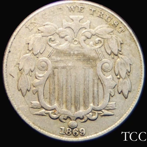 1869 SHIELD NICKEL ~ BEAUTIFUL ORIGINAL 5C COIN ~ TCC - Picture 1 of 4