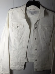Liz Claiborne stylische Off-White Denim Jeansjacke XL Biker Baumwollmischung - Bild 1 von 7