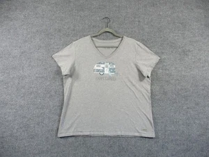 Life Is Good Shirt Womens XXL Gray Crusher Tee Happy Camper Dog Lab Camping Hike - Picture 1 of 11