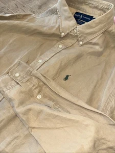 Ralph Lauren Blake Mens Large Khaki Silk Linen Long Sleeve Button Down Shirt H22 - Bild 1 von 11