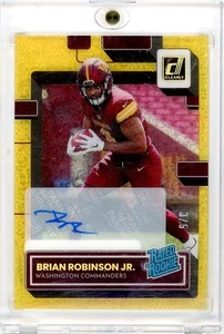 Brian Robinson Jr. 2022 Clearly Donruss Rated Rookie Auto Gold Holo /5 #77 - Picture 1 of 2