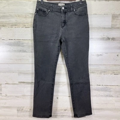 Женские черные сказочно выцветшие прямые джинсы Chicos для похудения размер 0,5S/6S - Изображение 1 из 4