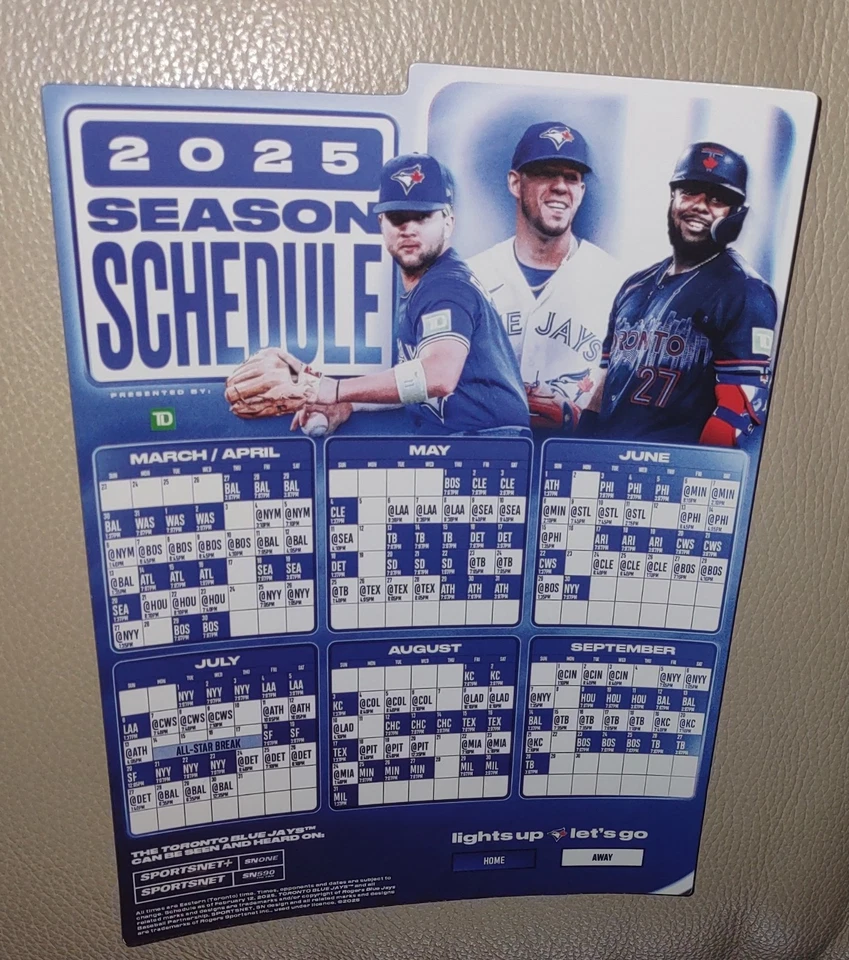 2025 Toronto Blue Jays SGA Magnet Schedule  - Image 1 of 1