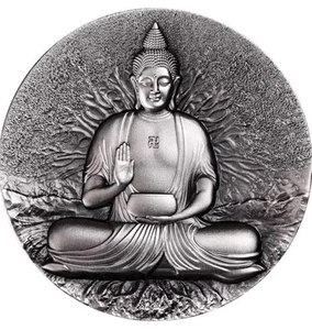 🇺🇸2025 2000 FRANCS BUDDHA CREATOR OF BUDDHISM UHR 2oz SILVER COIN - Picture 1 of 10
