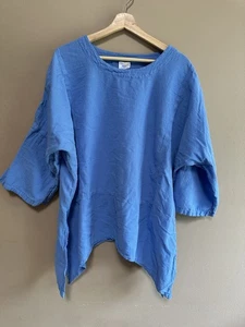 Sea Breeze 100% Cotton Drapey Top Swim Cover Up Blue Size Large Beach Tunic EUC - Picture 1 of 7