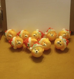 Set 10 orsacchiotti vintage in plastica con cappelli Babbo Natale copri luce stringa natalizia - Foto 1 di 9