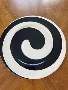 Yalos Casa Murano Decorative Glass Plate Italy Vintage Italian Black White Ivory - Picture 1 of 1