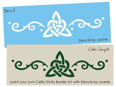 Stencil 6" tall Celtic Trinity Knot Heart Swirl Border Irish Wall Art DIY Signs - Image 1 of 4