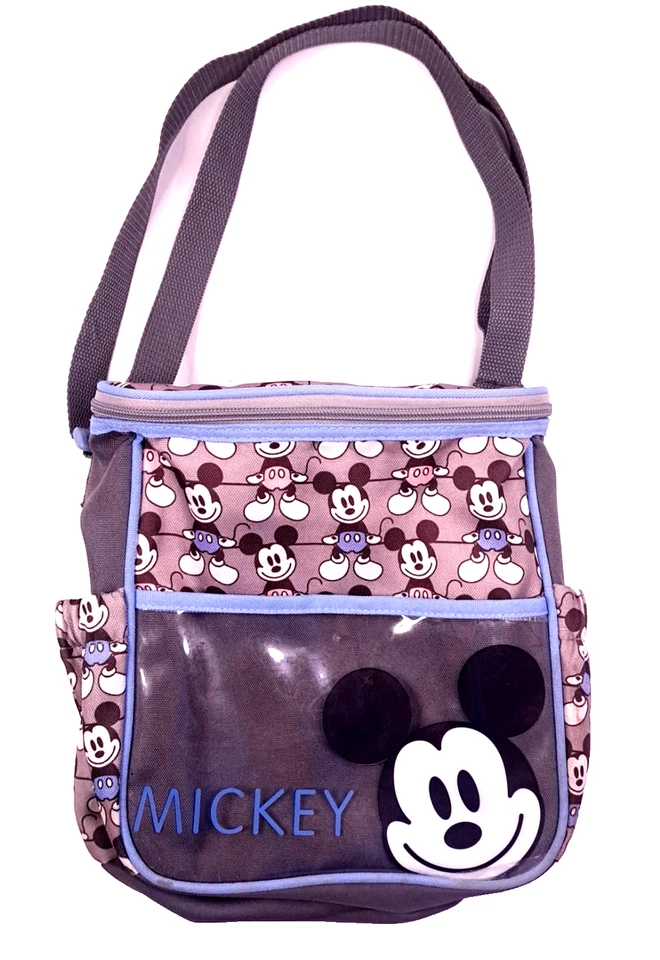 Bolsa de fraldas de ombro Disney bebê Mickey Mouse cabeças bolso isolado 9x9x4” - Imagem 1 de 4