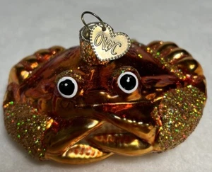 Old World Christmas OWC Orange Crab Ornament Glitter 3 Inch Excellent - Picture 1 of 9