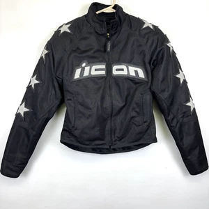 Icon 54 Hooligan Motorcycle Jacket Silver Stars Design Womens XS Lined Armored - Picture 1 of 13